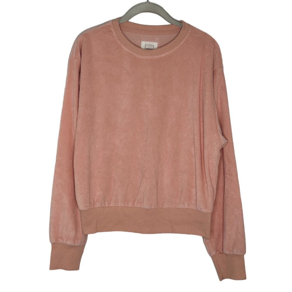 Reflex Life Is Out There Pink Terry Dolman Sleeve Cropped Pullover Sz L New